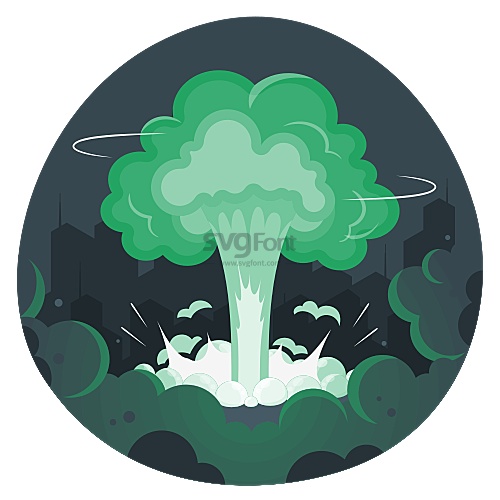 一座城市遭到核弹的攻击，瞬间升起了一个蘑菇云