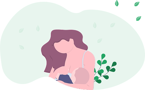 一位哺乳期的妈妈正在亲喂宝宝吃奶