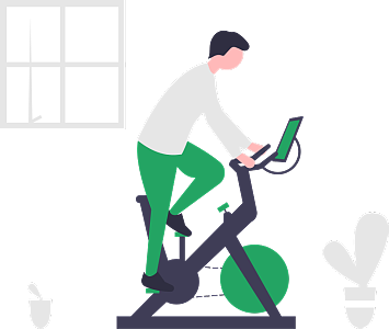 男子假期在家踩动感单车进行体育锻炼