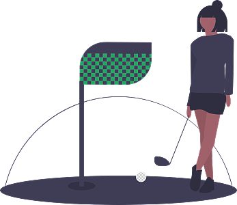 丸子头女孩在打高尔夫球