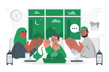 开斋节当天伊斯兰教民众晚上在家举行开斋仪式