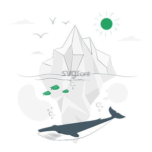 一条巨大的鲸鱼在冰山下缓慢游过