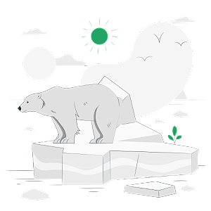 北极熊被困在一块脱离了冰川漂浮在海上的冰块上