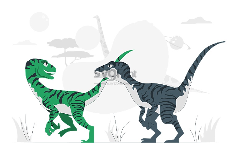 两条恐龙在侏罗纪公园玩耍
