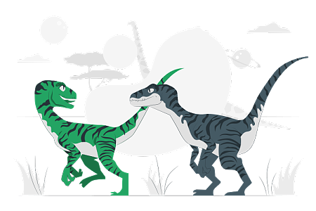 两条恐龙在侏罗纪公园玩耍